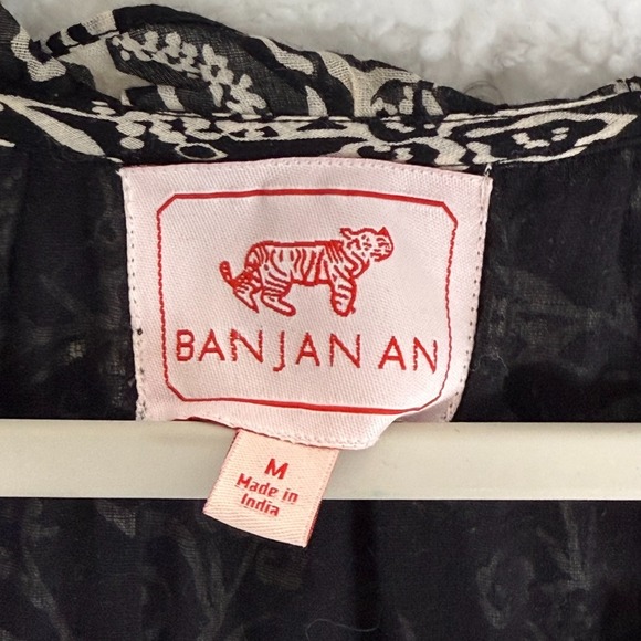 Banjanan Black Floral Puff Sleeve Size M Maxi Dress 100% Cotton - Picture 5 of 7